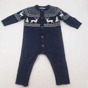 Old Navy Baby Christmas Fair Isle Knit One Piece Size 6-12 Months Navy Blue